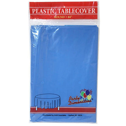 TableCloth Plastic Disposable Round Medium Blue 84'' Tablesettings Party Dimensions   