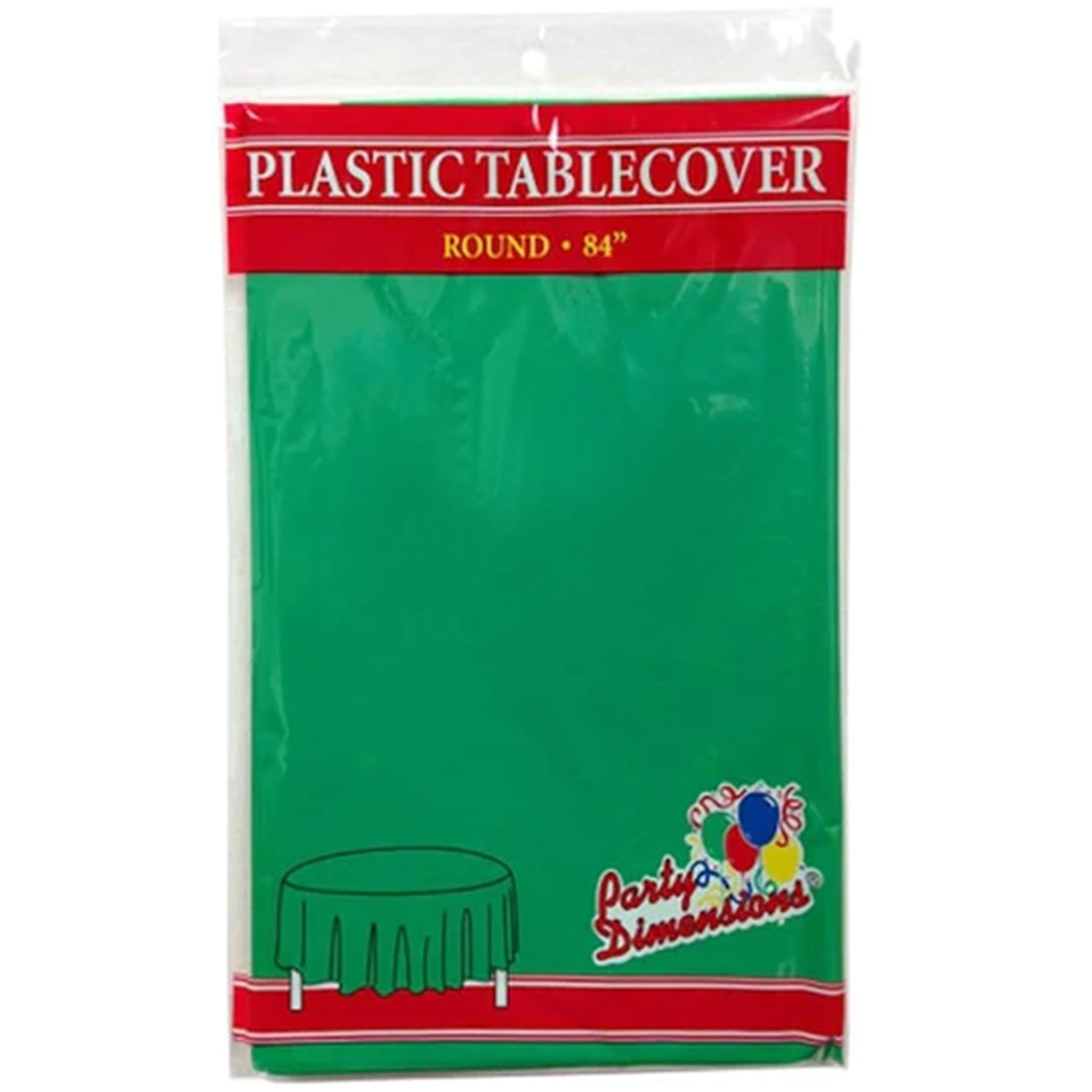 TableCloth Plastic Disposable Round Green 84'' Tablesettings Party Dimensions   