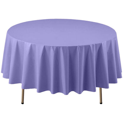 TableCloth Plastic Disposable Round Lavender 84'' Tablesettings Party Dimensions   