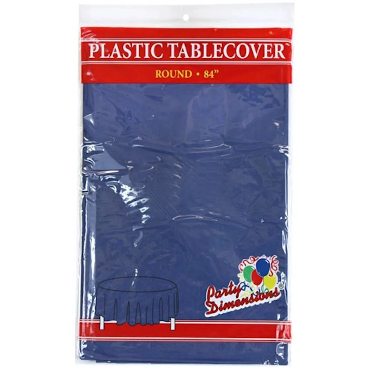 TableCloth Plastic Disposable Round Blue 84'' Tablesettings Party Dimensions   