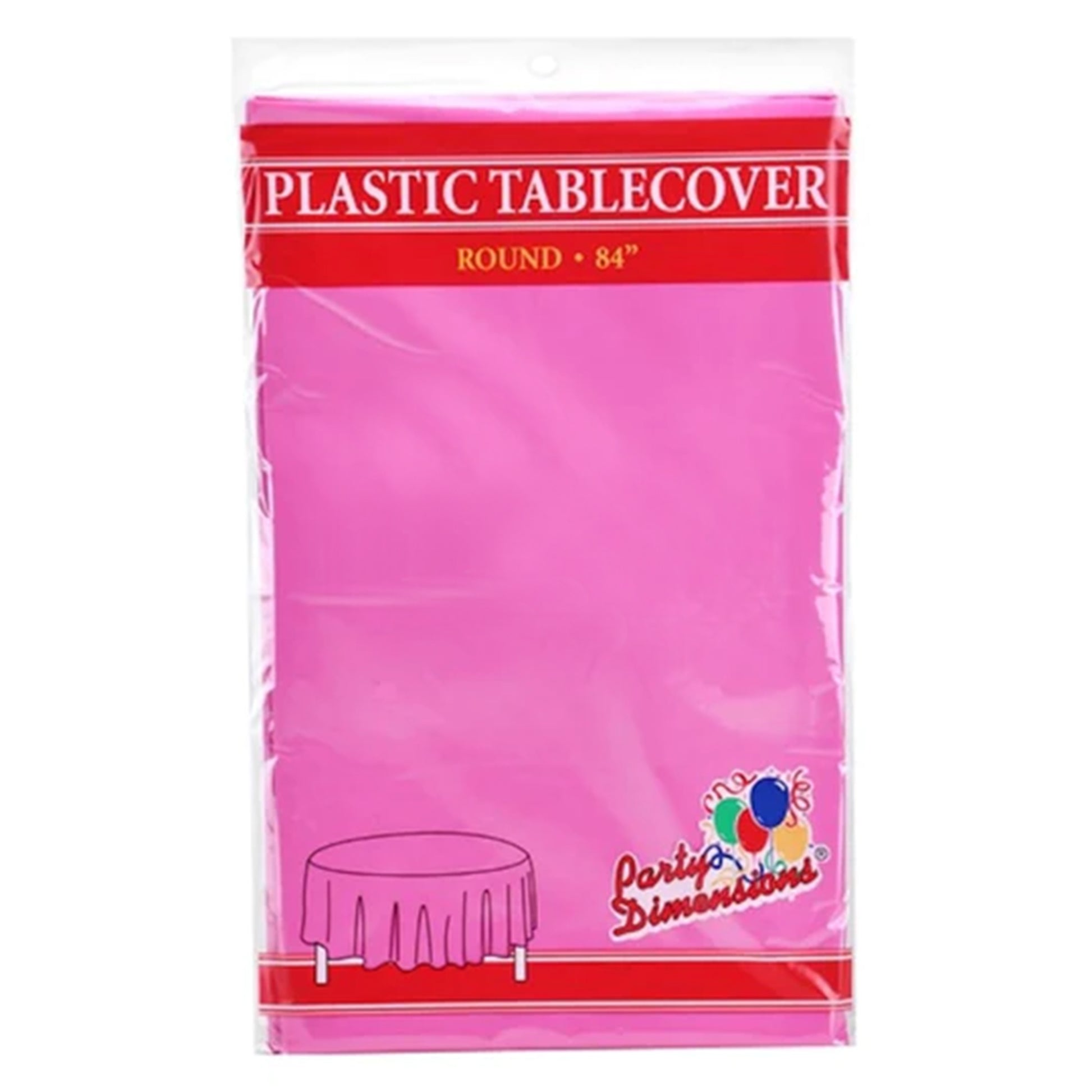 TableCloth Plastic Disposable Round Hot Pink 84'' Tablesettings Party Dimensions   