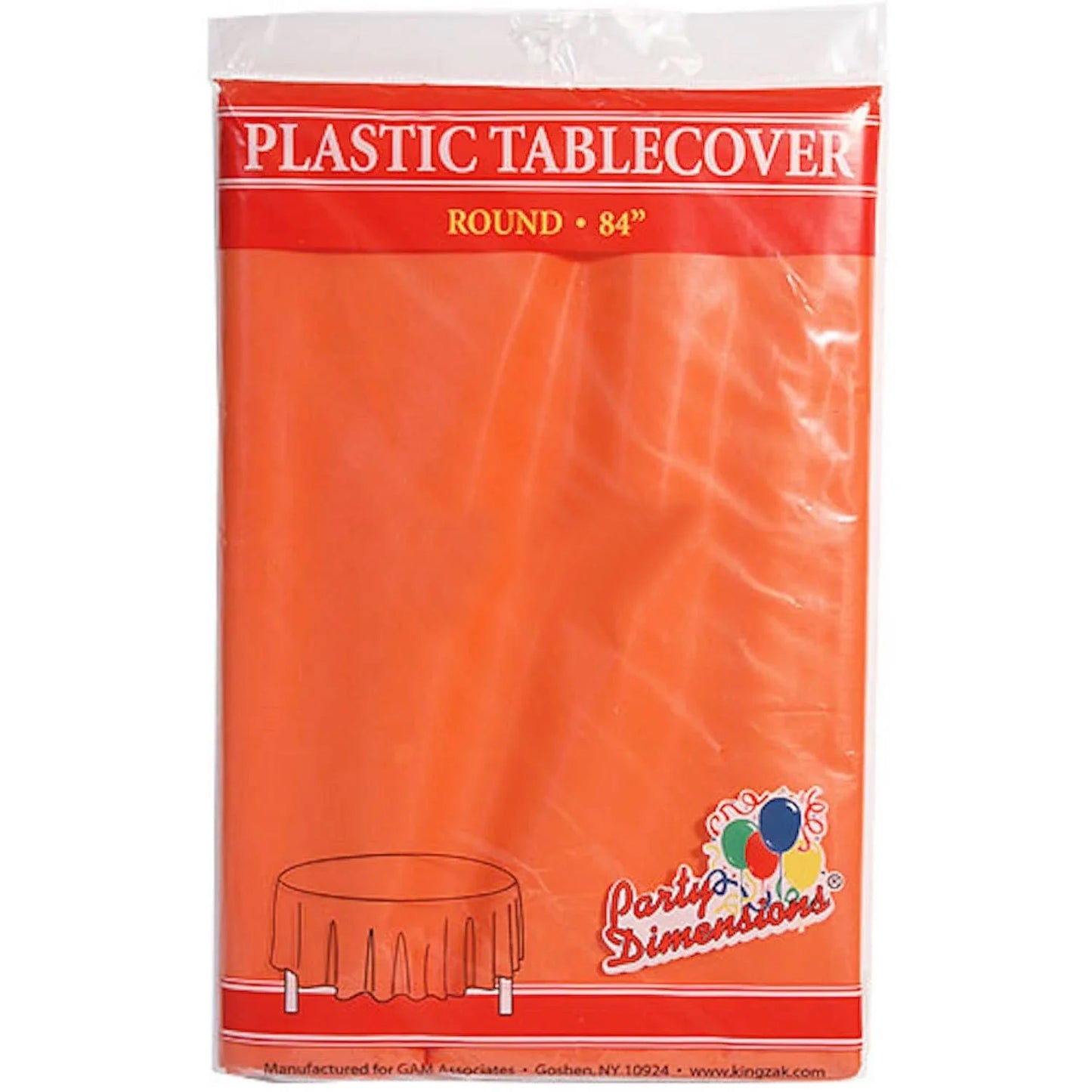 TableCloth Plastic Disposable Round Orange 84'' Tablesettings Party Dimensions   