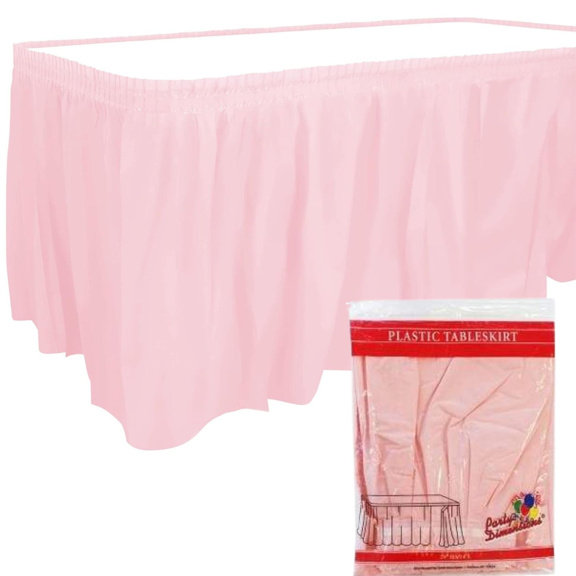 Light Pink 29''X14'' Plastic Tableskirt Tablesettings Party Dimensions