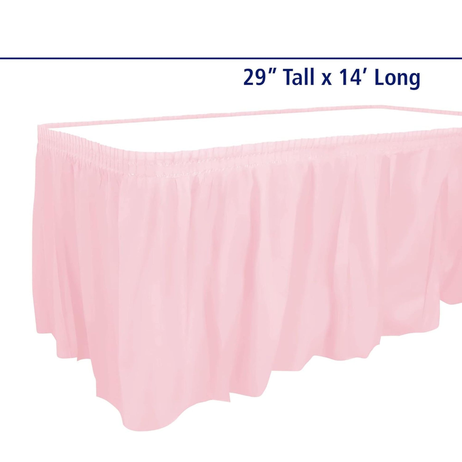 Light Pink 29''X14'' Plastic Tableskirt Tablesettings Party Dimensions