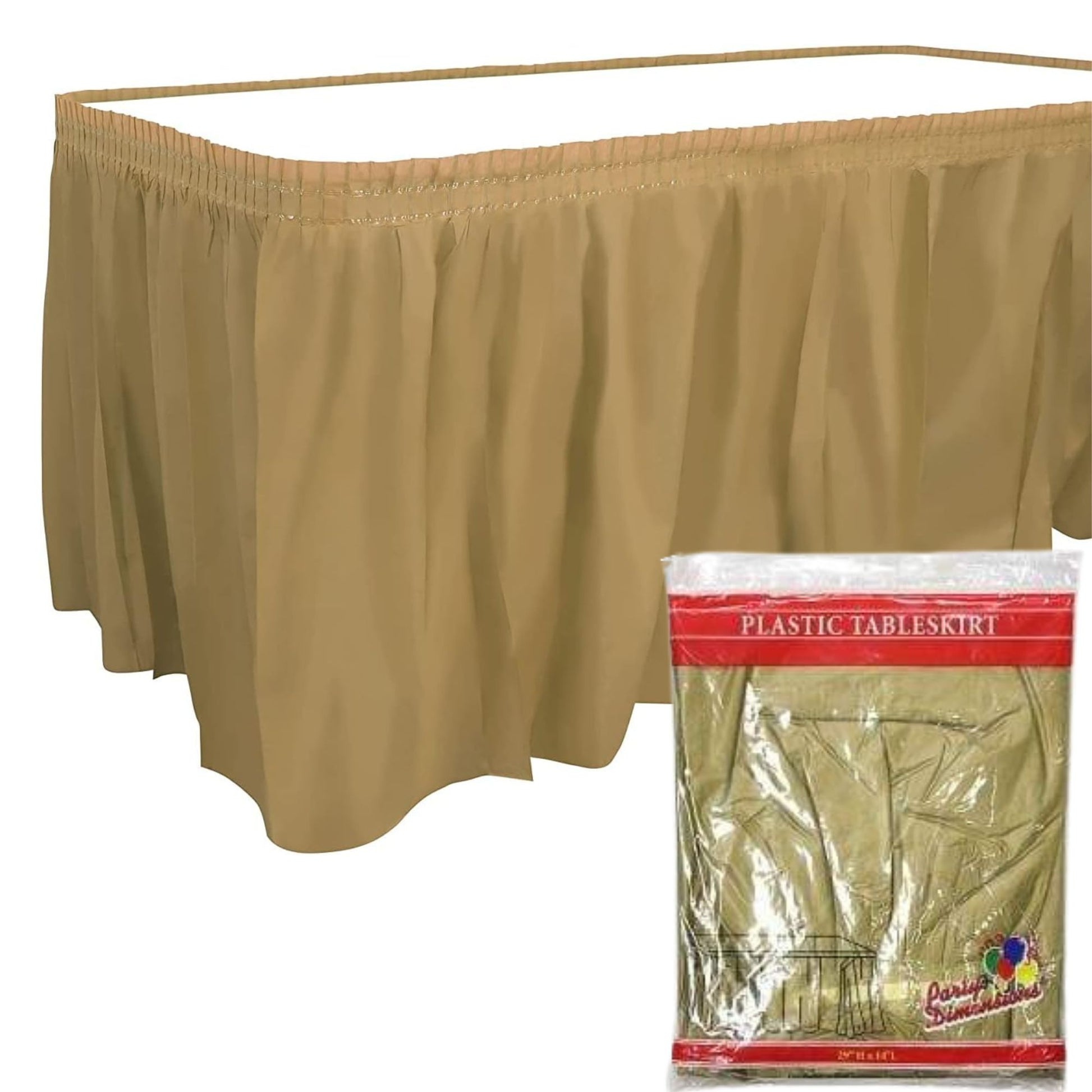 Gold Plastic 29''X14'' Tableskirt Tablesettings Party Dimensions