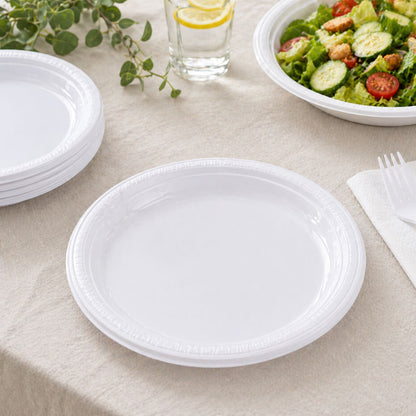 7" White Plates Plastic Disposable Disposable Plates Party Dimensions