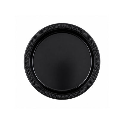 7" Plastic Black Plastic Plate Disposable Disposable Plates Party Dimensions