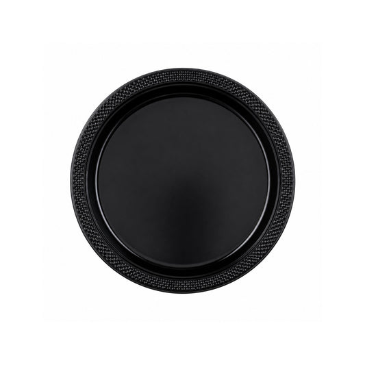 7" Plastic Black Plastic Plate Disposable Disposable Plates Party Dimensions