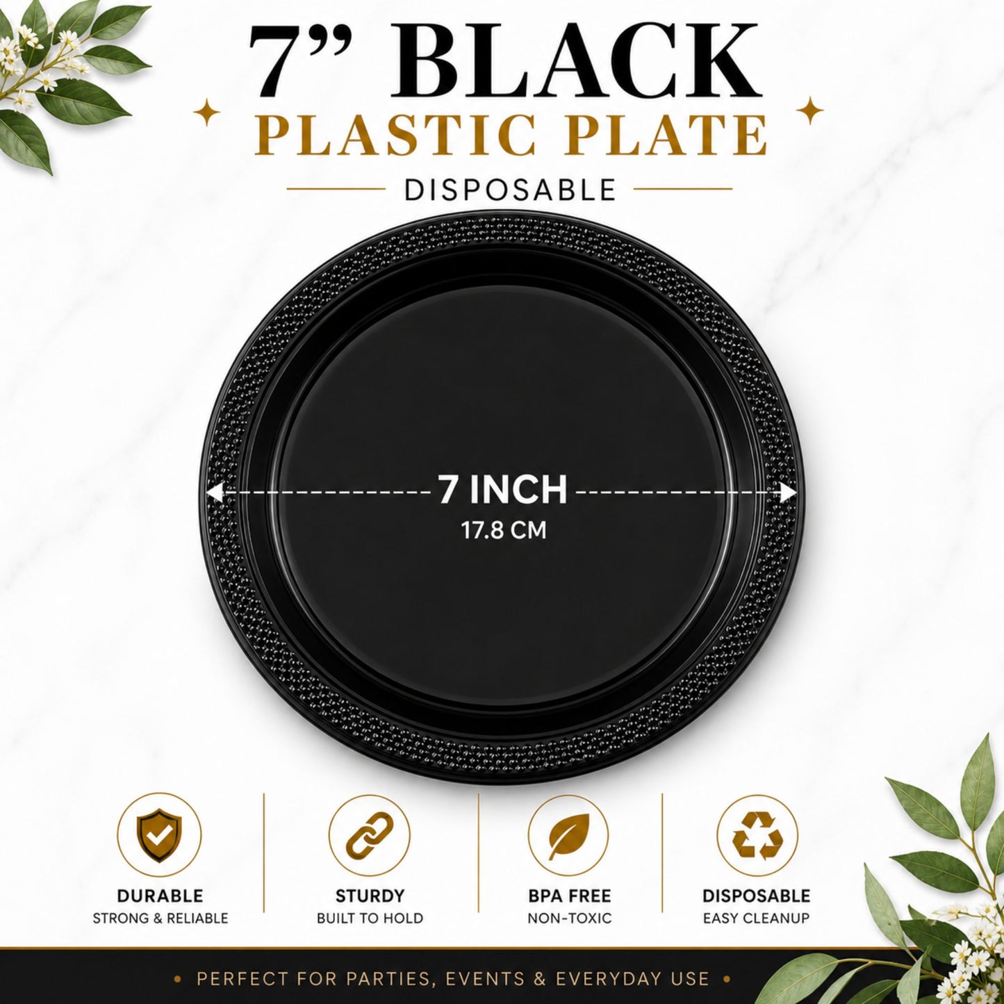 10" & 7" Black Disposable Plastic Plates Combo Set Disposable Plates Hanna K Signature