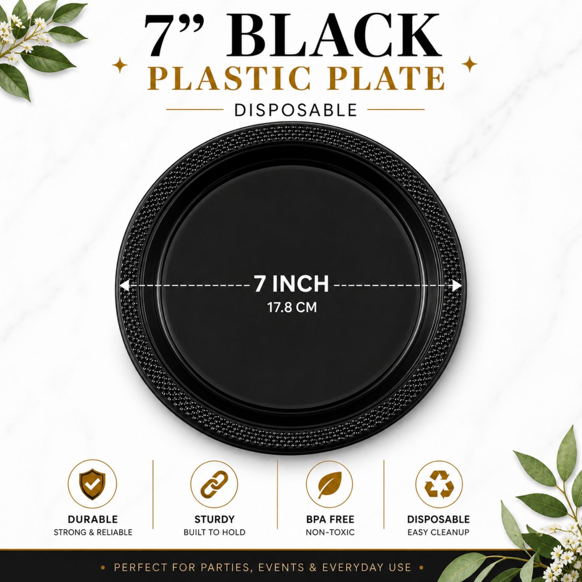 10" & 7" Black Disposable Plastic Plates Combo Set Disposable Plates Hanna K Signature