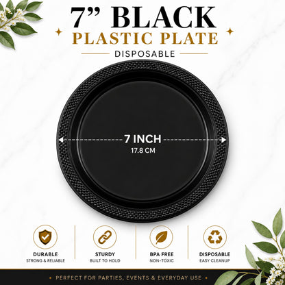 10" & 7" Black Disposable Plastic Plates Combo Set Disposable Plates Hanna K Signature