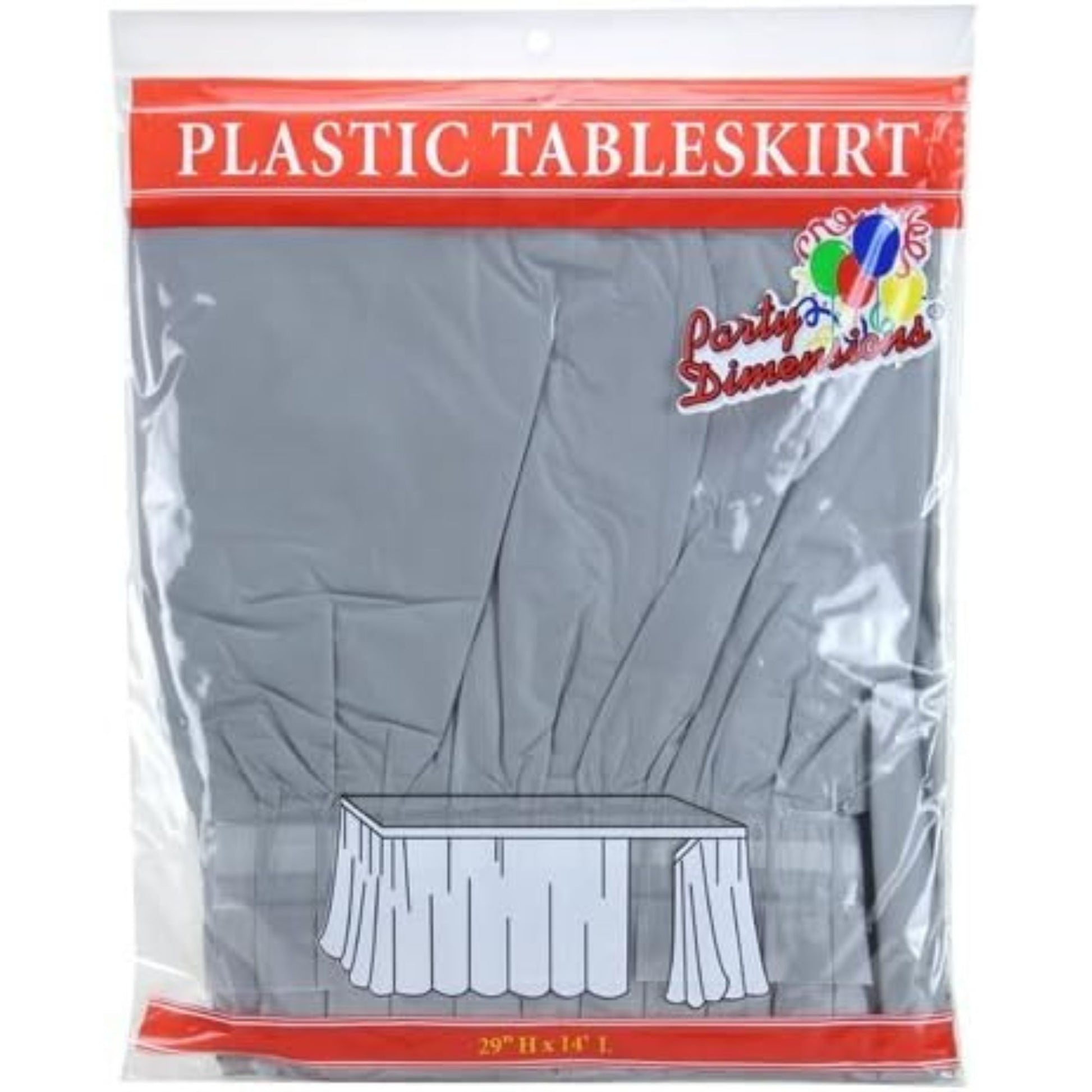 29''X14'' Silver Plastic Tableskirt 1 Pack Tablesettings Party Dimensions