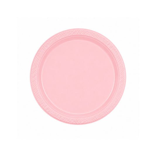 7" Pink Plastic Plate Disposable Durable Disposable Plates Party Dimensions