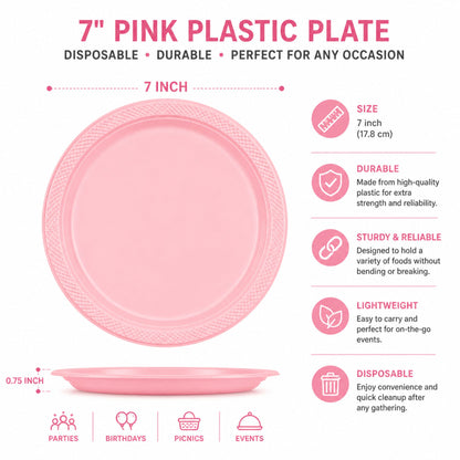 10" & 7" Pink Disposable Plastic Plates Combo Set Disposable Plates Hanna K Signature