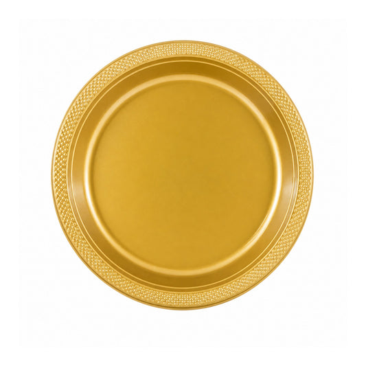 9" Gold Plastic Plate Disposable Durable Disposable Plates Party Dimenions