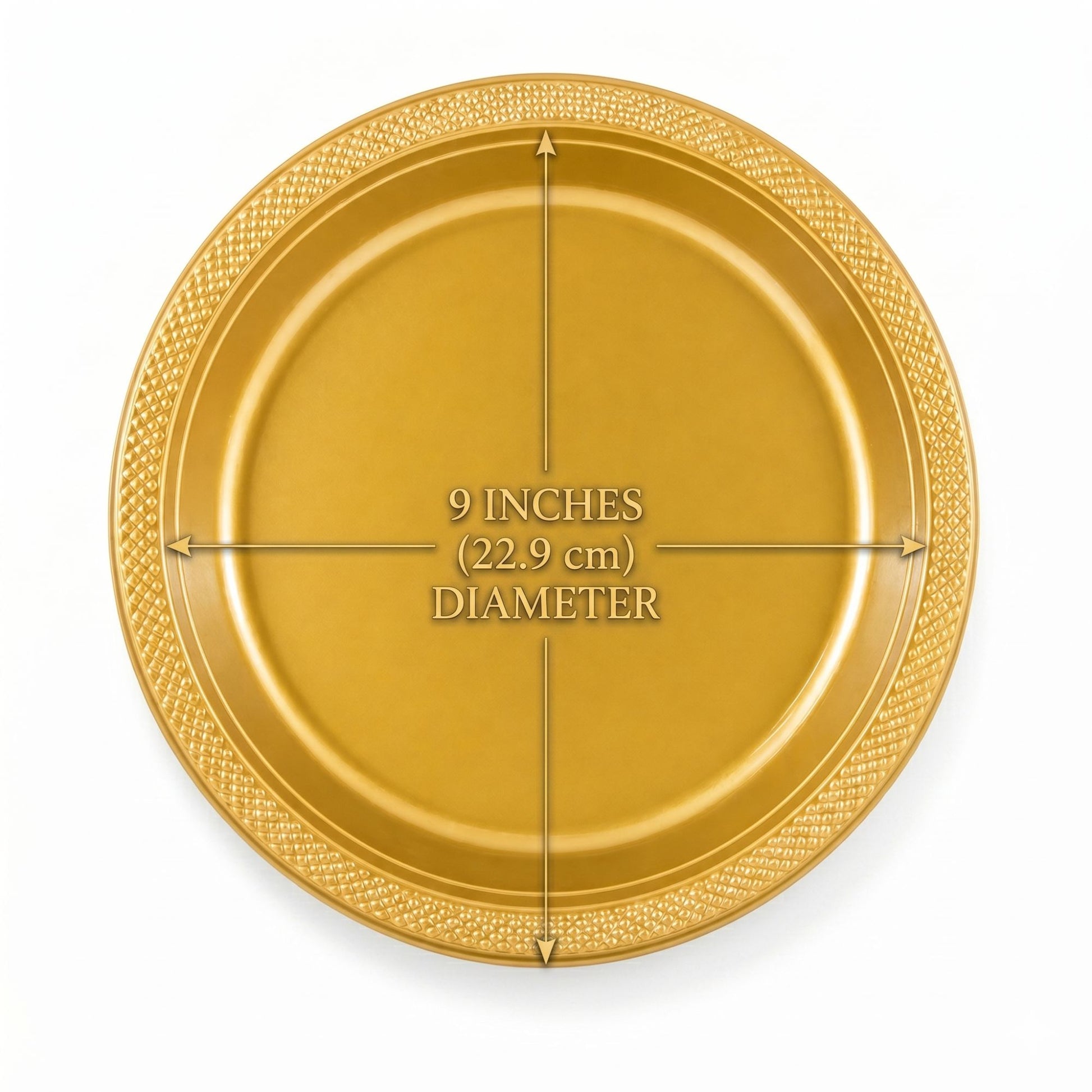 9" Gold Plastic Plate Disposable Durable Disposable Plates Party Dimenions