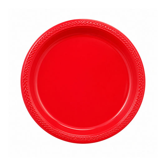 9" Plastic Red Plate Disposable Disposable Plates Party Dimensions
