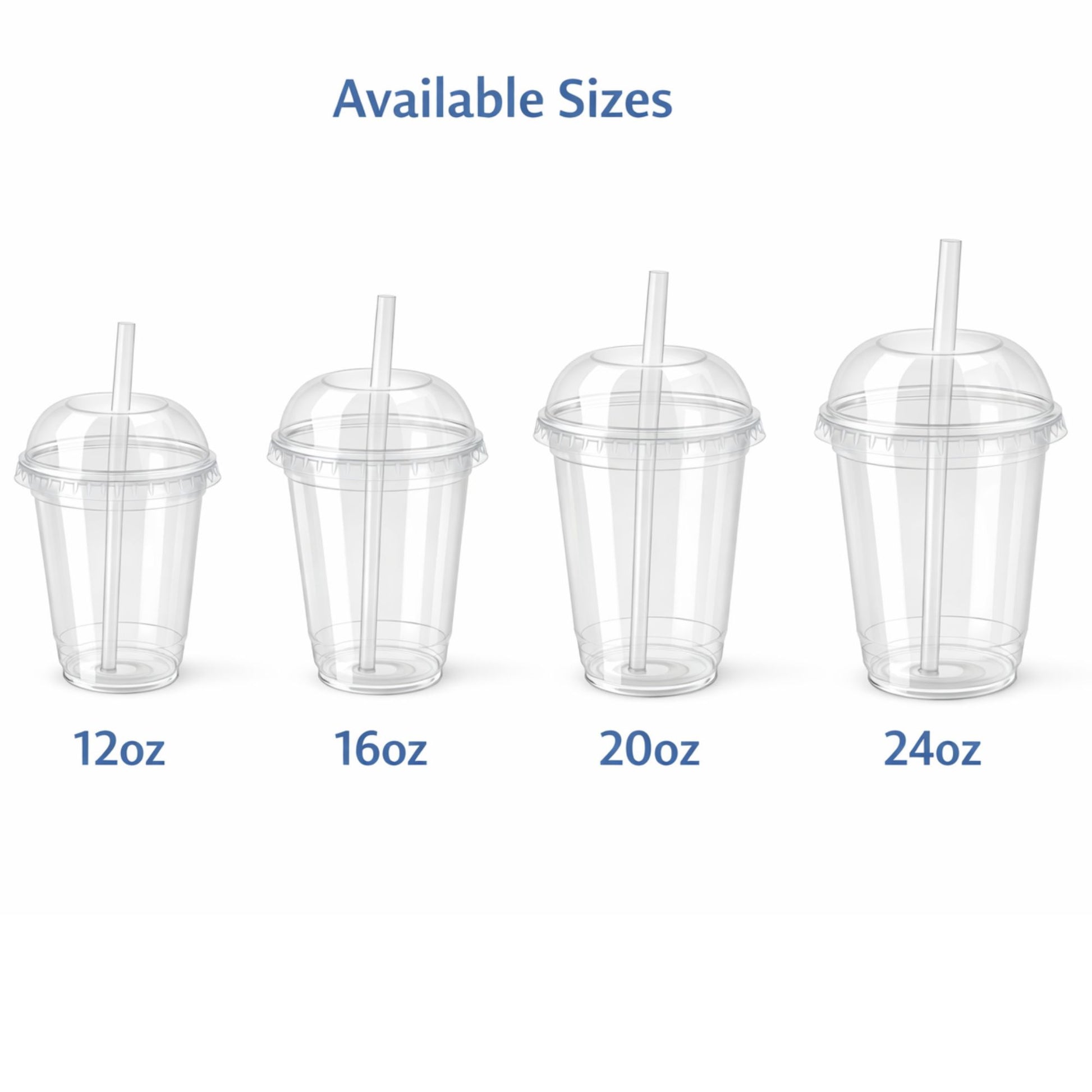 20oz Clear PET Cups with 2" Wide Dome Lid & Straw Disposable Plastic Smoothie Cups VeZee