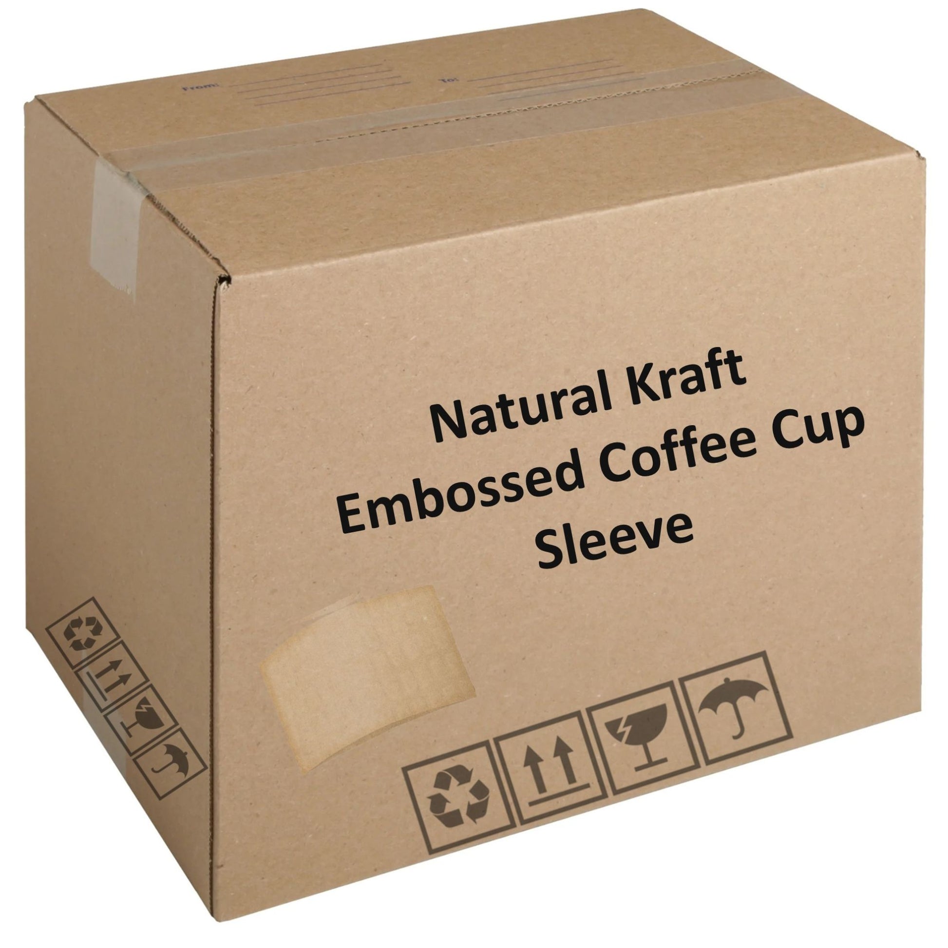 *WHOLESALE* 10–20 oz. Natural Kraft Embossed Coffee Cup Sleeve – Eco-Friendly, Heat-Resistant, Recyclable Paper Cups VeZee