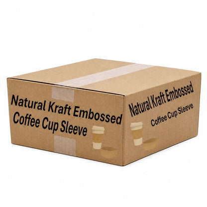 *WHOLESALE* Coffee Cup Sleeve Fits 10–20 oz Natural Kraft Embossed Heat-Resistant Paper Cups VeZee