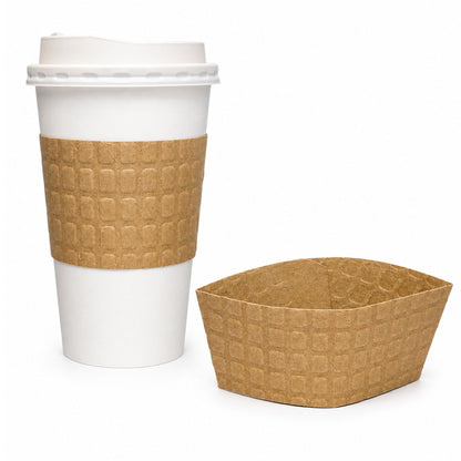 Coffee Cup Sleeve fits 10–20 oz Natural Kraft Embossed Heat-Resistant, Recyclable Drink Sleeves VeZee