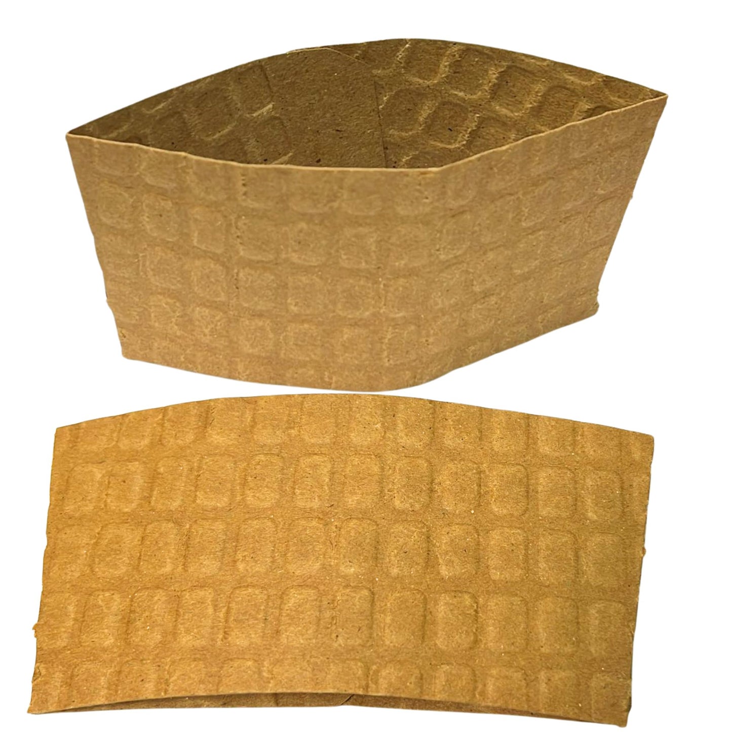 *WHOLESALE* 10–20 oz. Natural Kraft Embossed Coffee Cup Sleeve – Eco-Friendly, Heat-Resistant, Recyclable Paper Cups VeZee
