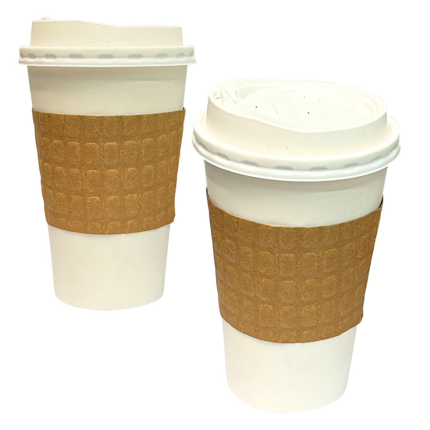 10–20 oz. Natural Kraft Embossed Coffee Cup Sleeve – Eco-Friendly, Heat-Resistant, Recyclable Drink Sleeves VeZee