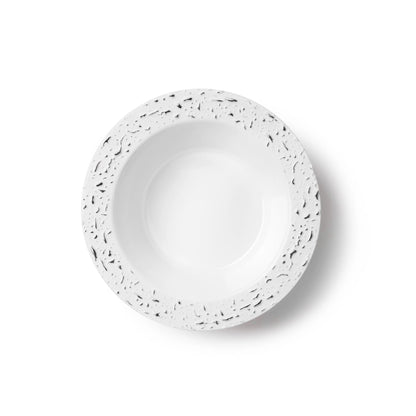 White and Silver Round Plastic Bowls 120z - Pebbled  Decorline   