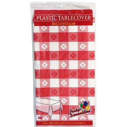 *WHOLESALE* Tablecover Plastic Red Gingham Rectangular 54'' X 18'': 48CT Table Cover Party Dimensions