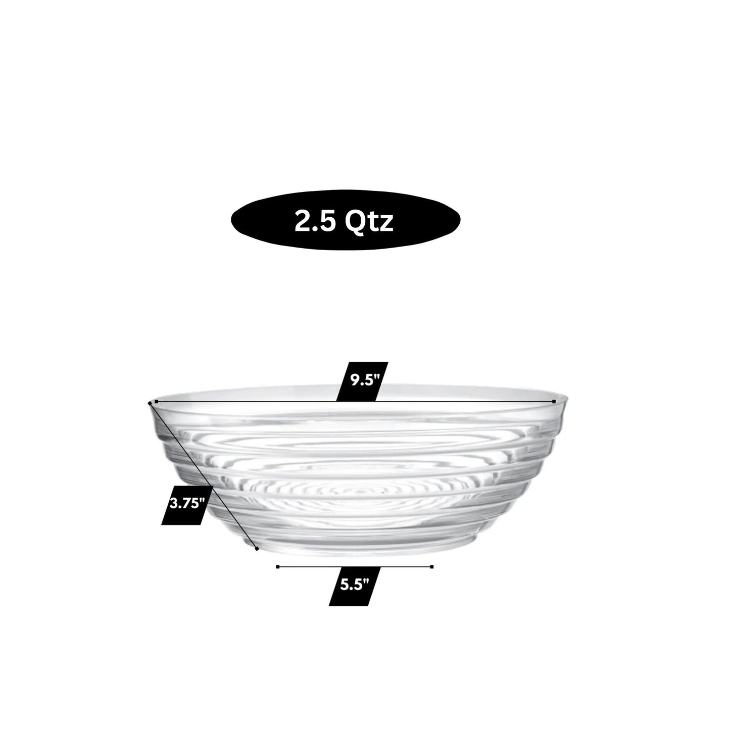 2.5 Quart 9.5 inch Medium Ringed Serving Bowl Heavyweight Plastic Serverware Hanna K Signature
