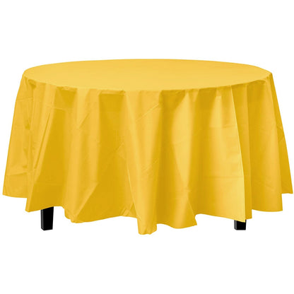 TableCloth Plastic Disposable Round Sunshine Yellow 84'' Tablesettings Party Dimensions   