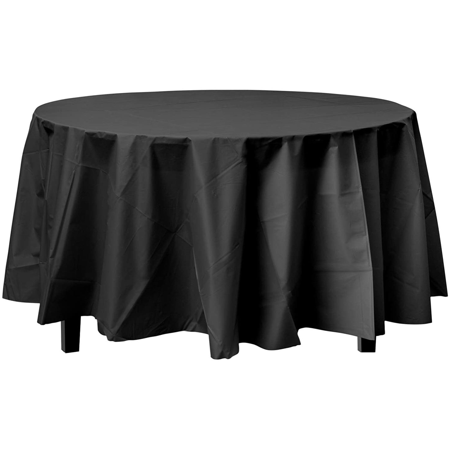 TableCloth Plastic Disposable Round Black 84'' Tablesettings Party Dimensions   