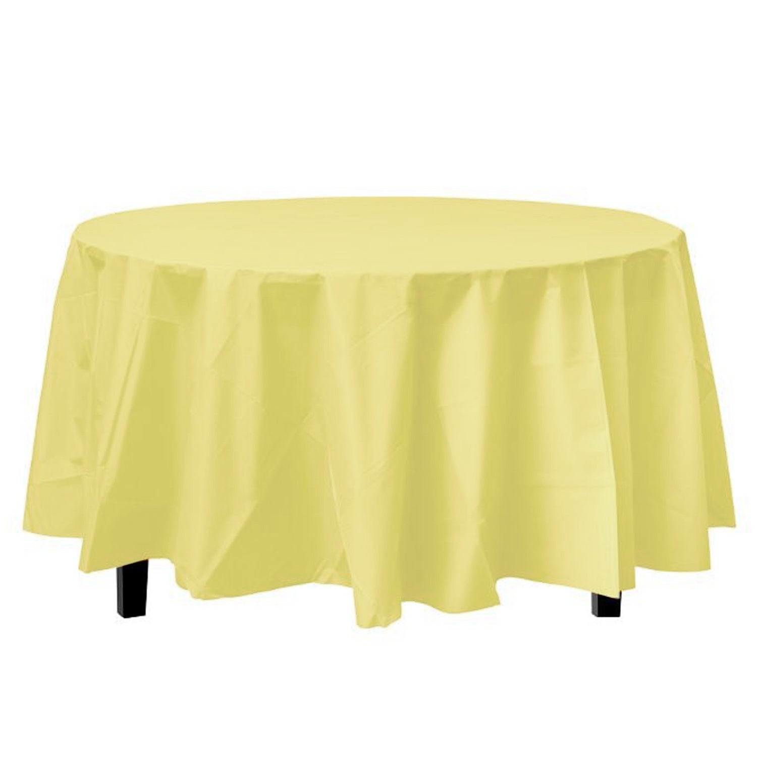 TableCloth Plastic Disposable Round Yellow 84'' Tablesettings Party Dimensions   
