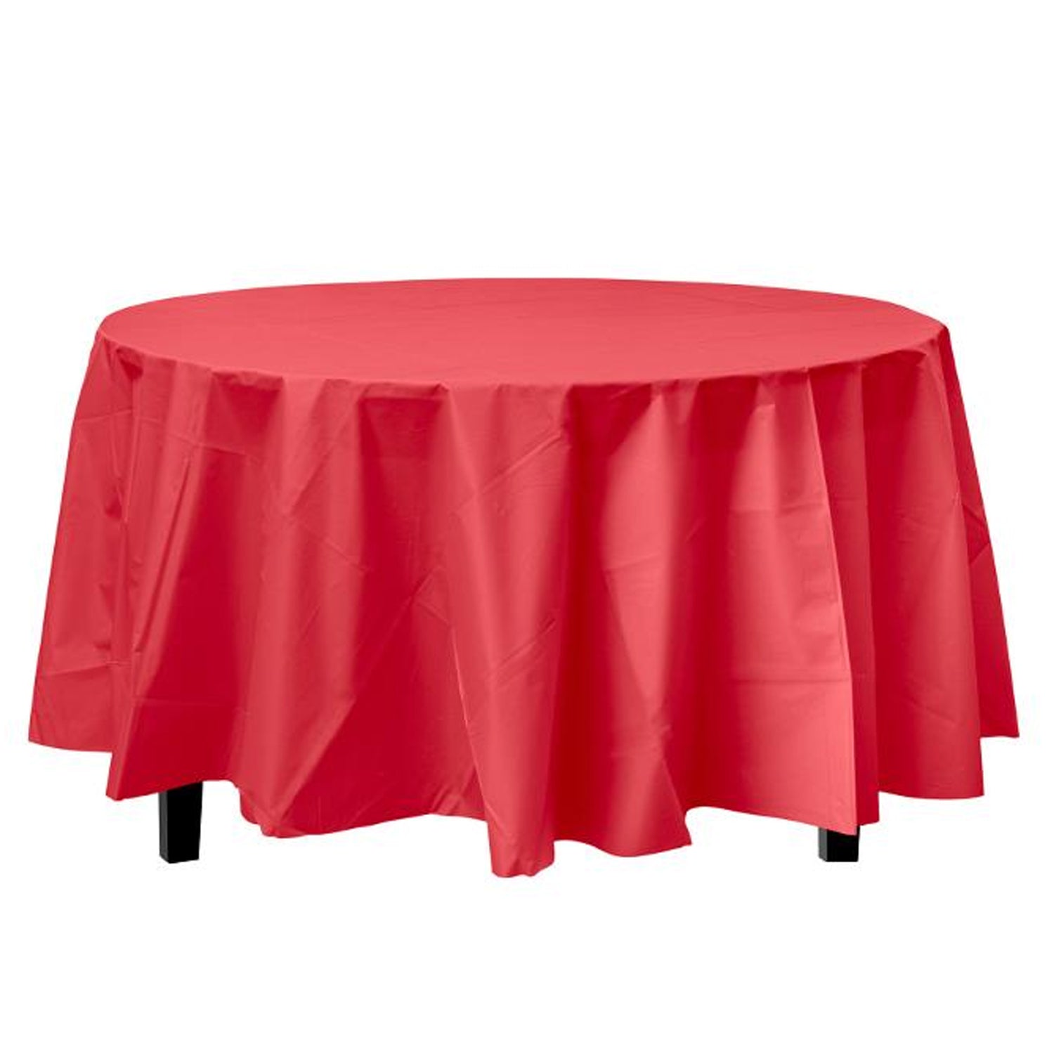 TableCloth Plastic Disposable Round Red 84'' Tablesettings Party Dimensions   