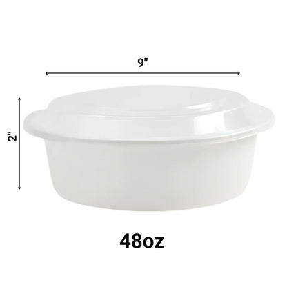 48oz Extra Strong Quality White Round Disposable Meal Prep/ Bento Box Container Food Storage & Serving VeZee   