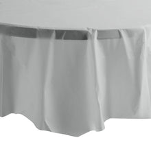 TableCloth Plastic Disposable Round Silver 84'' Tablesettings Party Dimensions   