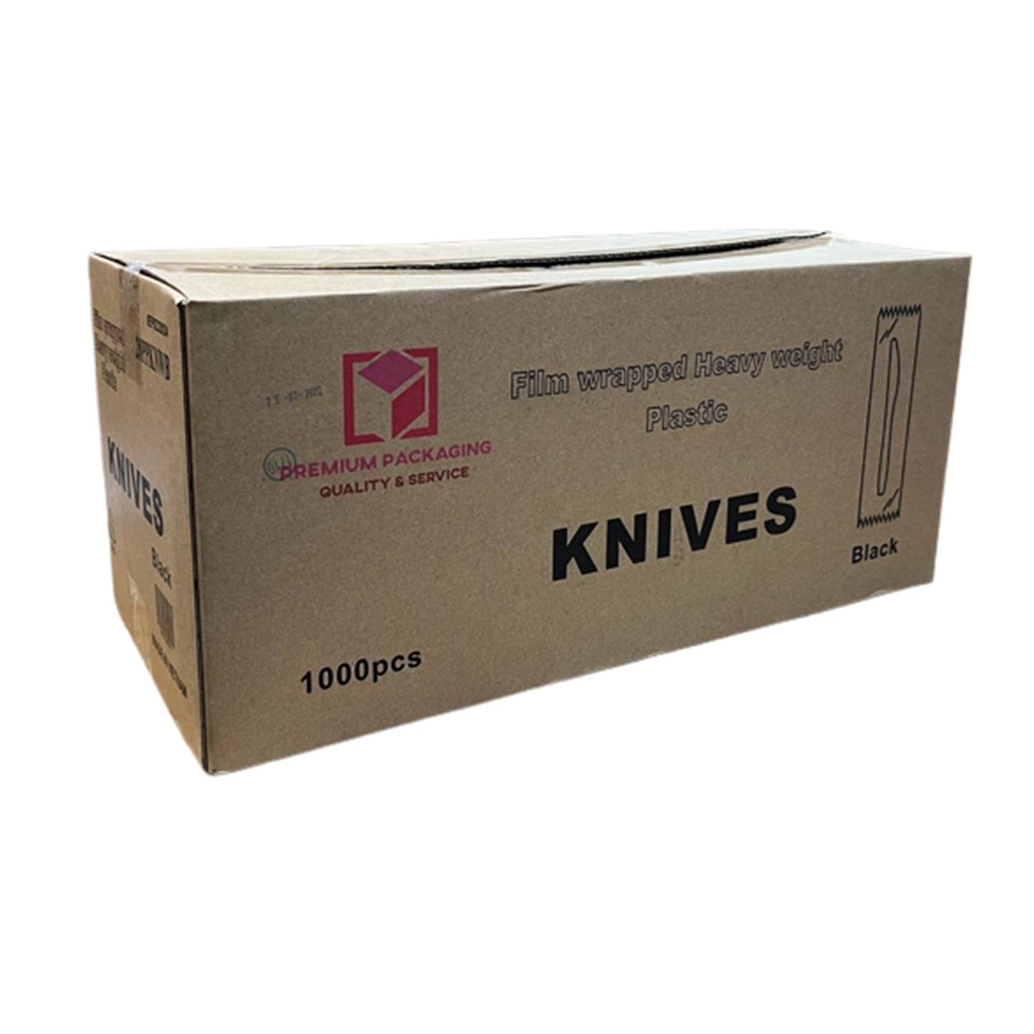 Case of Plastic - Disposable - Individually Wrapped - Heavy Weight - Black Knives| 1000 ct.  Nicole Fantini   