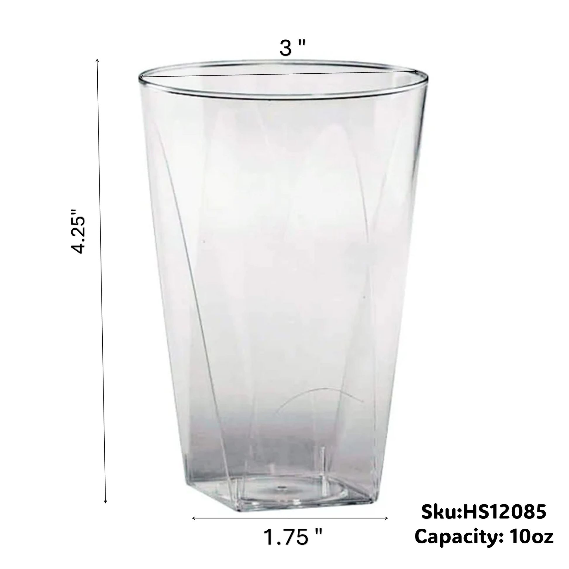 Hanna K. Signature Elegant Plastic Wine Square Bottom Tumbler Clear 10 oz Cups Hanna K Signature   