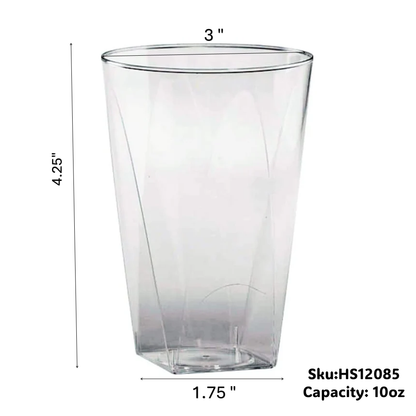 Hanna K. Signature Elegant Plastic Wine Square Bottom Tumbler Clear 10 oz Tumblers Hanna K Signature