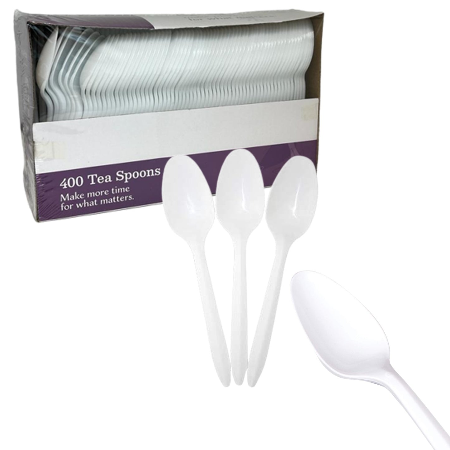 "BULK" Plastic Cutlery Teaspoons Medium Weight Disposable White Cutlery Nicole Collection   