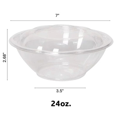 24oz Disposable Rose / Salad Bowls To-Go Containers with Airtight Lids Rose Bowls VeZee   