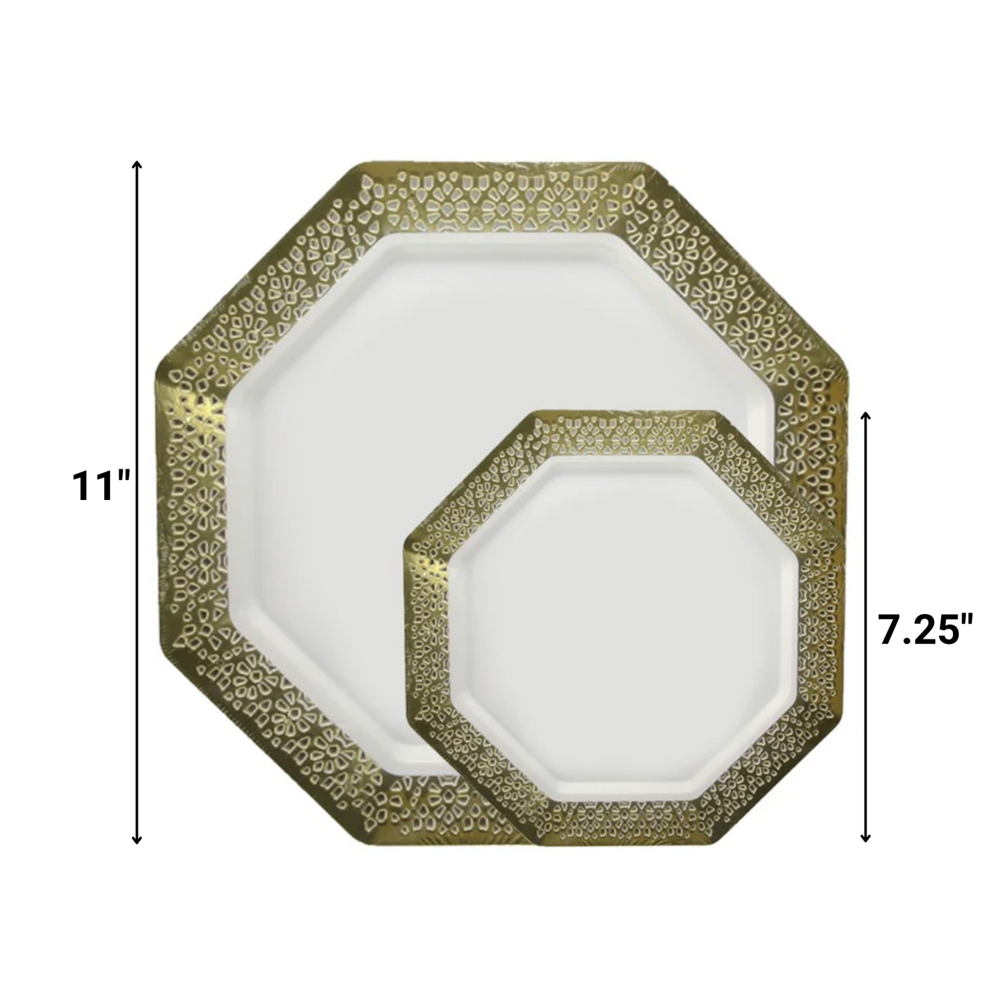 COMBO LACETAGON COLLECTIONS LACE GOLD RIM PLASTIC TABLEWARE PACKAGE plates Lillian Tablesettings   