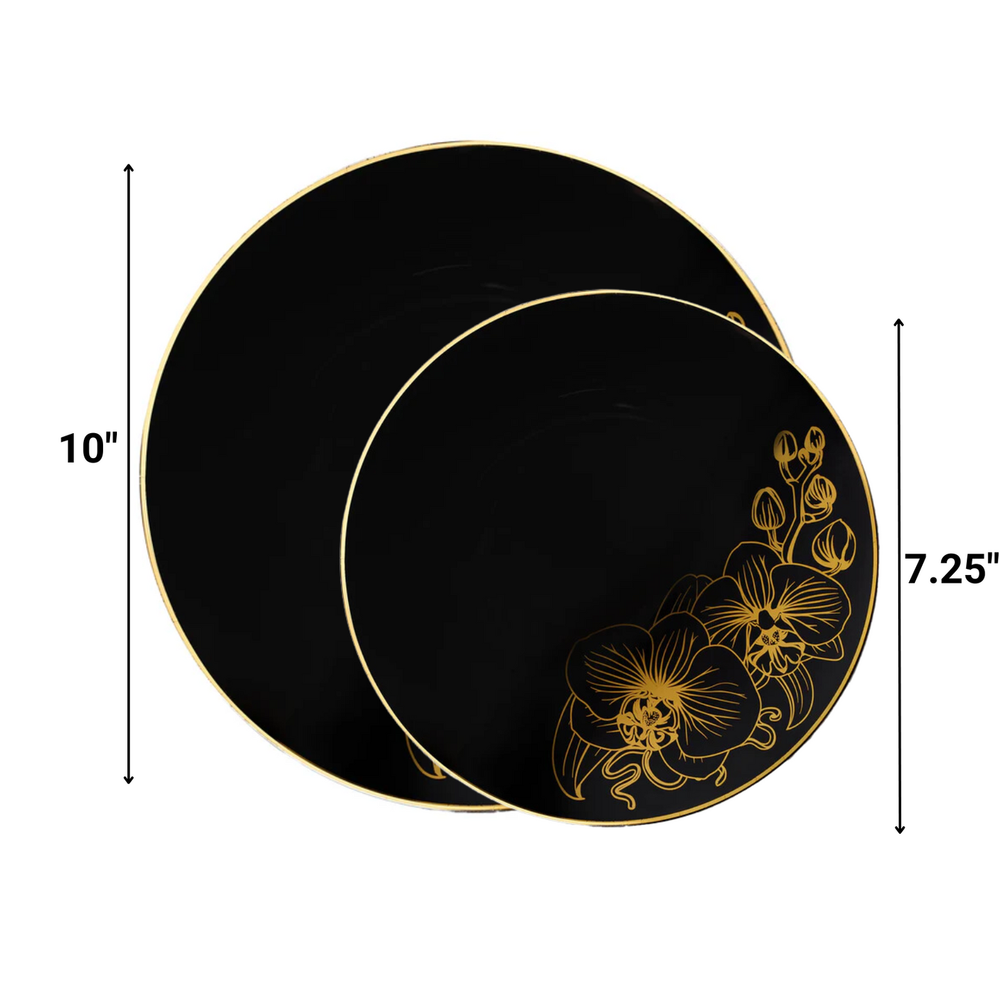 COMBO Orchid Collection Dinner Plate Black & Gold Novelty Tableware Package Set Plates Decorline   