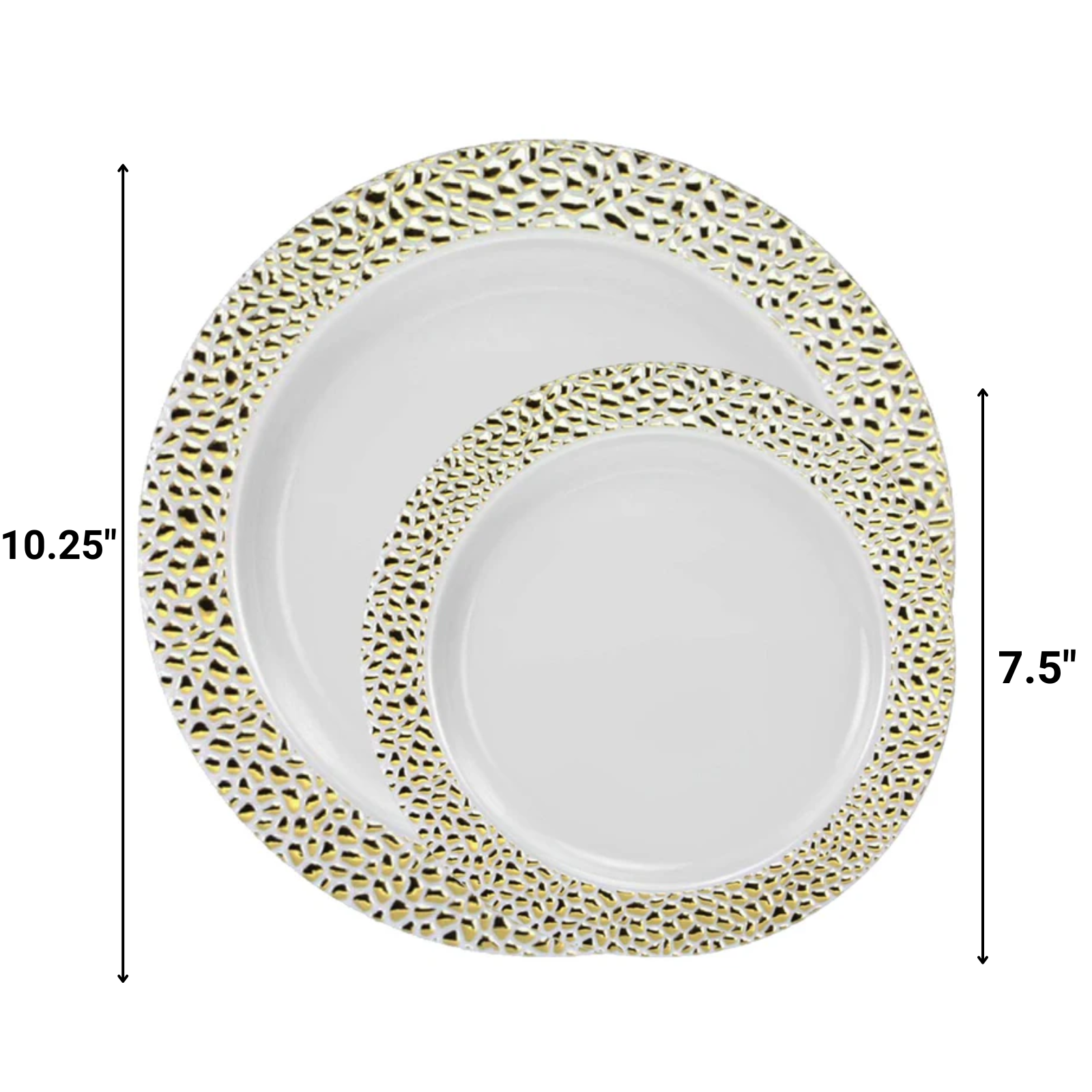 PEBBLED COLLECTIONS GOLD PLASTIC TABLEWARE PACKAGE Plates Lillian Tablesettings   