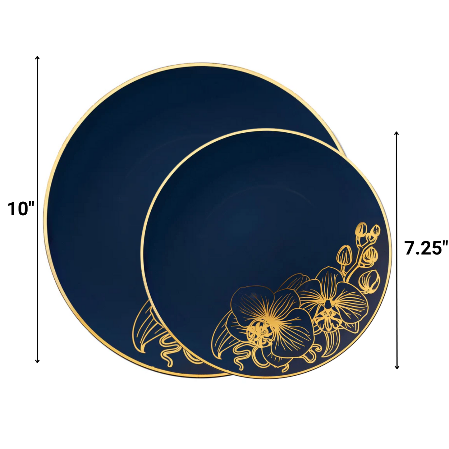 COMBO Orchid Collection Dinner Plate Royal Blue & Gold Tableware Package Set Plates Decorline   