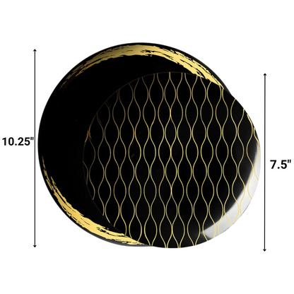 Whisk Collection Dinner Plate Black & Gold Tableware Package