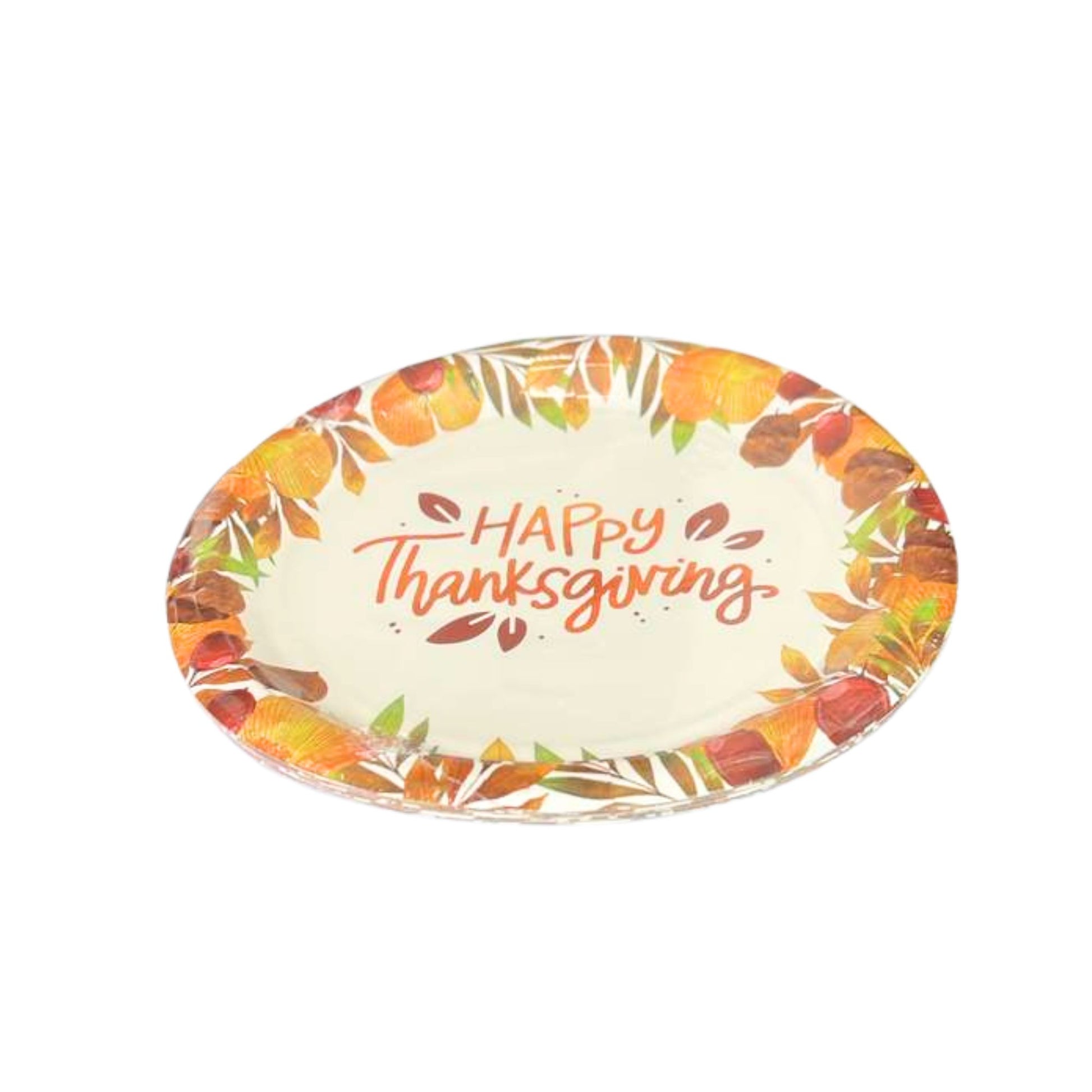 Happy Thanksgiving” Fall-Themed 7" Disposable Paper Desserts/Appetizer Plates-8CT Paper Plates OnlyOneStopShop