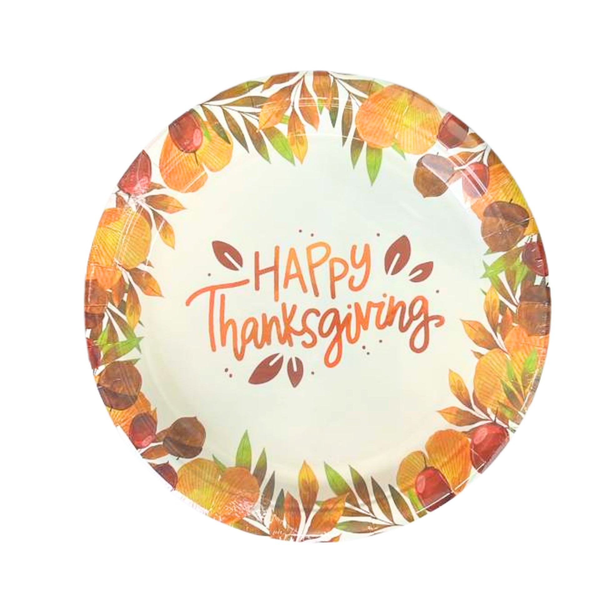 Happy Thanksgiving” Fall-Themed 7" Disposable Paper Desserts/Appetizer Plates-8CT Paper Plates OnlyOneStopShop