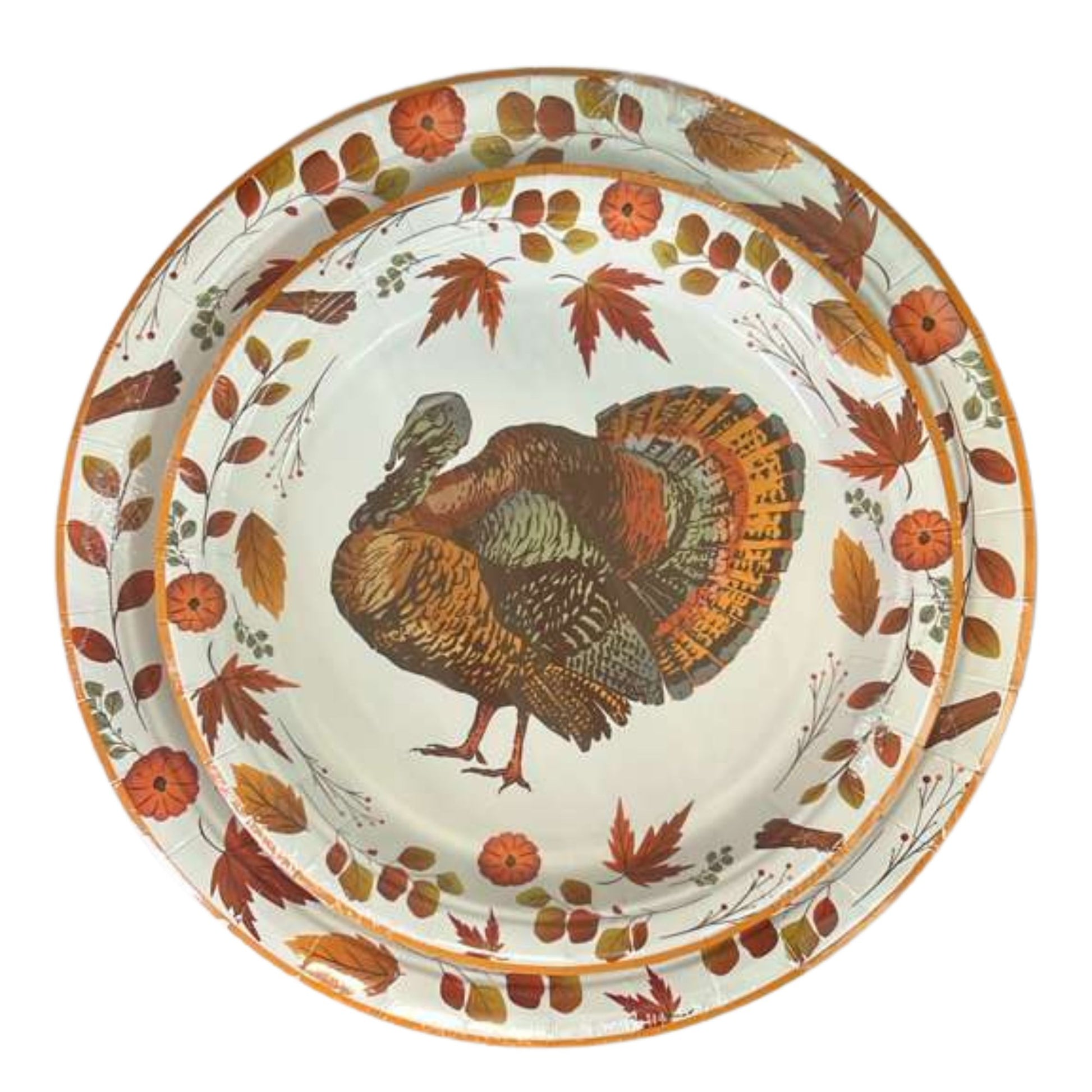 Thanksgiving with Turkey Image Themed 9" Disposable Paper Plates-8CT Paper Plates OnlyOneStopShop