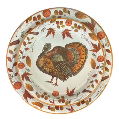Thanksgiving with Turkey Image Themed 9" Disposable Paper Plates-8CT Paper Plates OnlyOneStopShop